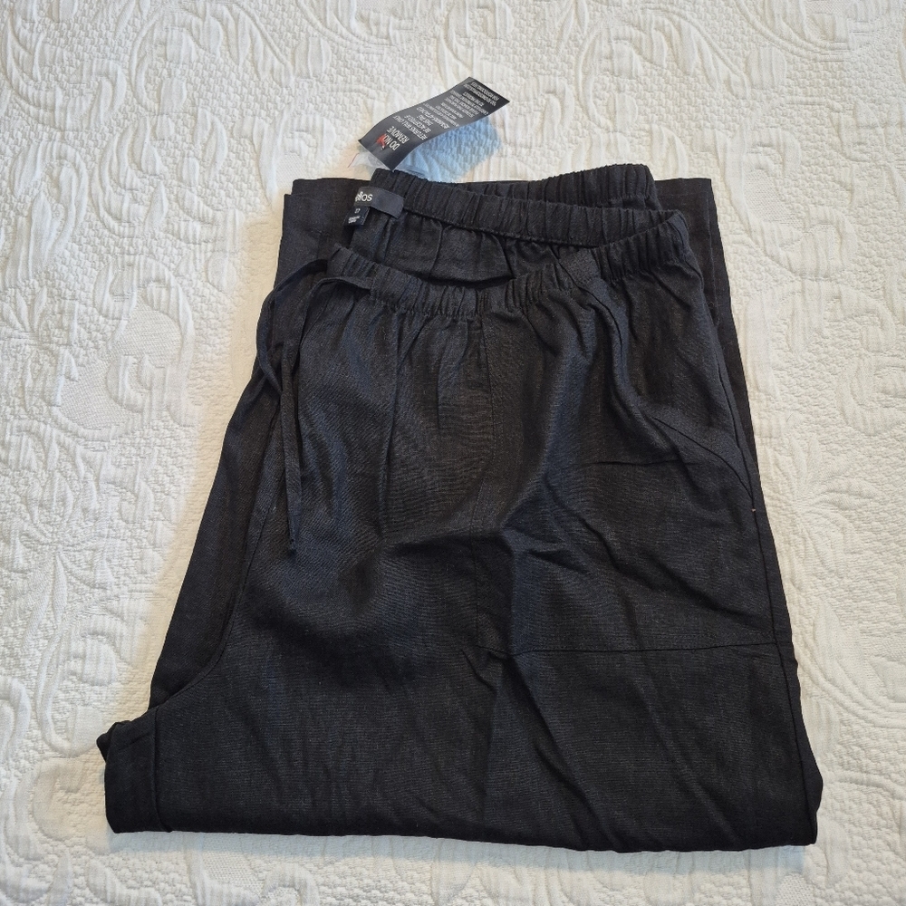 Ellos women's size 22 black linen/rayon capri pants, 4 pockets NEW